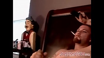 Bearded Amateur Guy Smokes While Having His Dick Blown free video