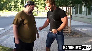 Burly Deviant Flexing Alongside Hunk Before Battle free video