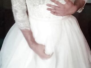 Wearing And Cumming In Bride's Complete Bridal Outfit (Wedding Dress, Shoes, Bra, Underskirt, Stockings And Straps) free video